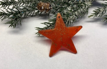 Acrylstern orange mit Goldsprenkel